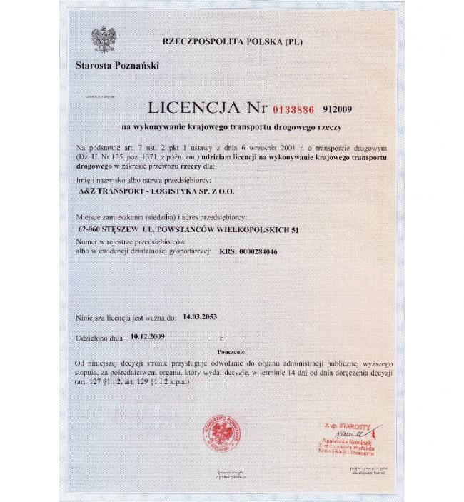 dokument licencji